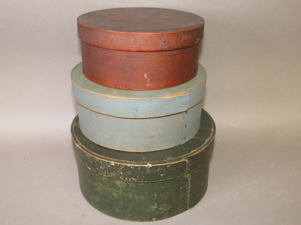 3 UNMATCHED GRADUATED SIZE WOODEN