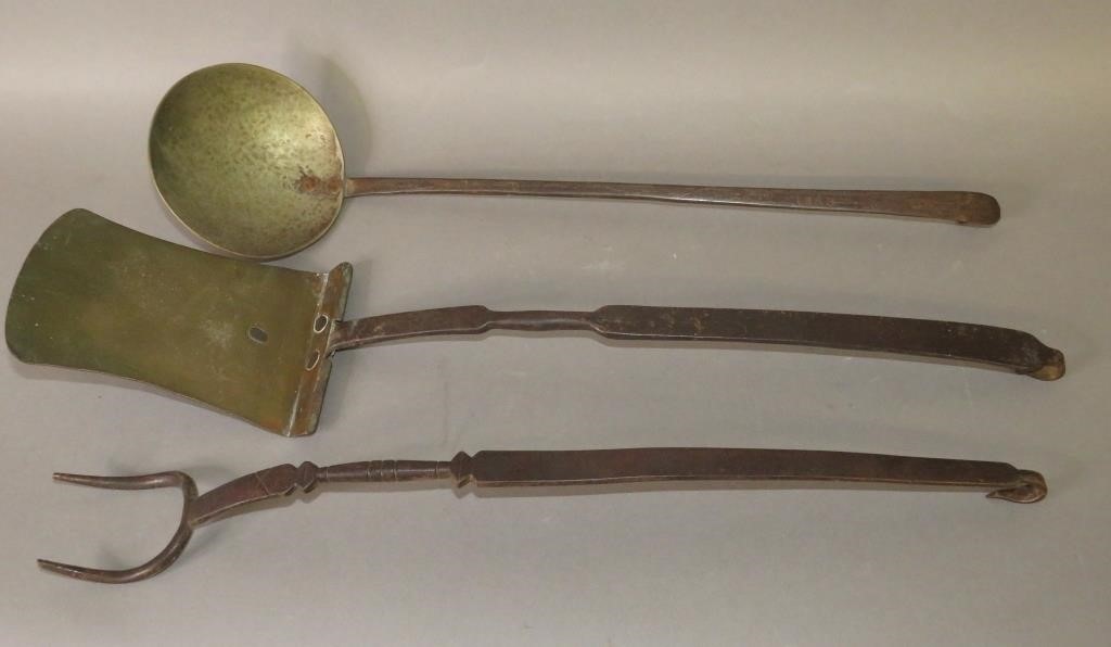 3 UNMATCHED HEARTH UTENSILS WITH