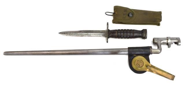 (3) US BAYONETS, SOCKET & M4, USN