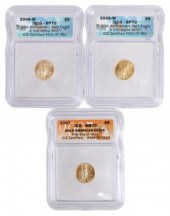(3) US LIBERTY $5 GOLD SP70 20