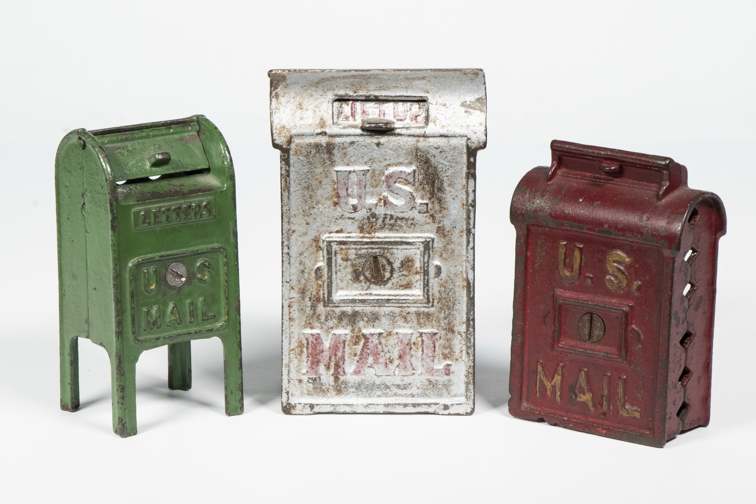 (3) U.S. MAIL CAST IRON STILL BANKS