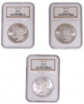 (3) US MORGAN SILVER DOLLARS,