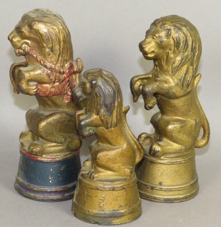 3 VARIATIONS OF CAST IRON LION ON