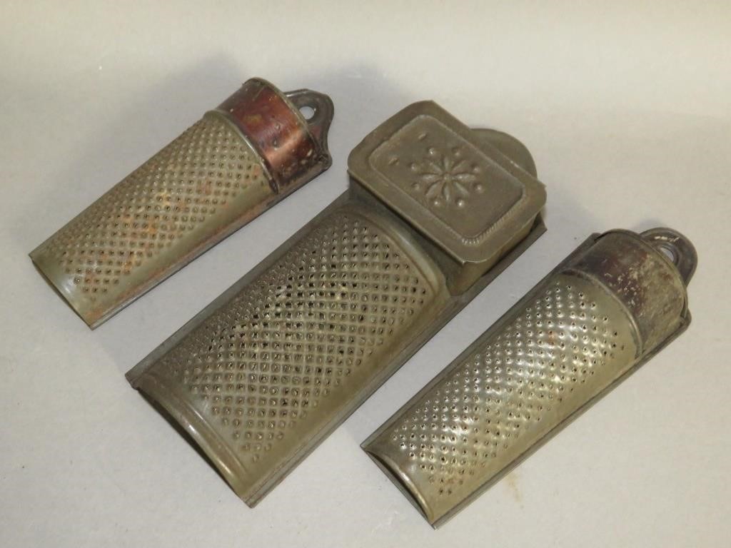 3 VARIOUS MANUAL TIN NUTMEG