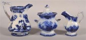 3 VARIOUS PIECES OF FLOW BLUE