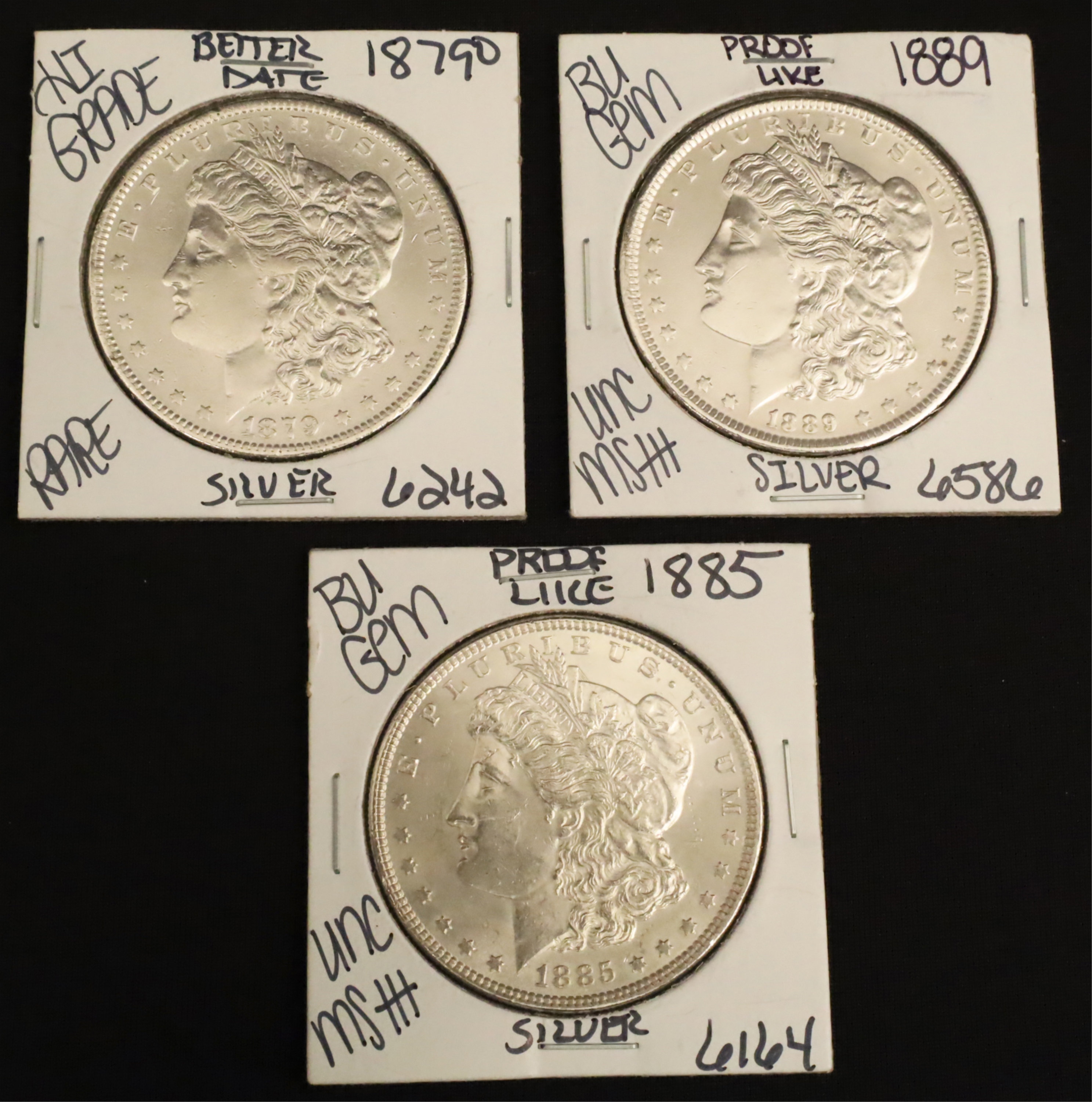 3 VERY FINE PRE-1900 MORGAN