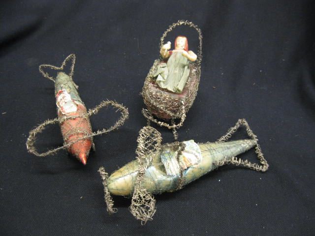 3 Victorian Blown Glass & Tinsel