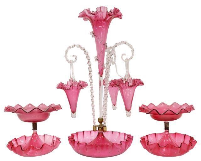 (3) VICTORIAN GLASS EPERGNE &