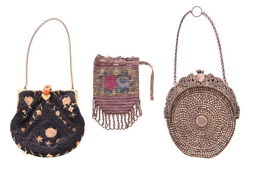 3 VICTORIAN MESH AND BEADED PURSES3