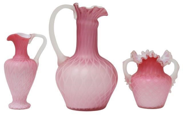 (3) VICTORIAN MOP PINK SATIN