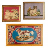 (3) VICTORIAN NEEDLE-WORK DOG