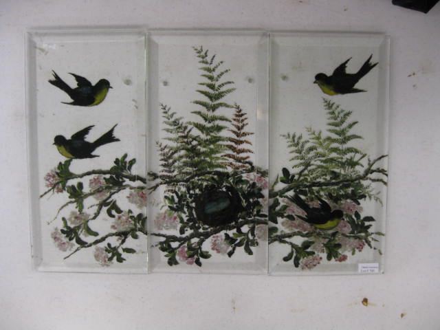 3 Victorian Reverse Painted Glass