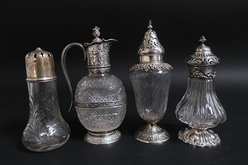 3 VICTORIAN STERLING & GLASS