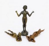 3 VIENNESE BRONZE LOUNGING NUD