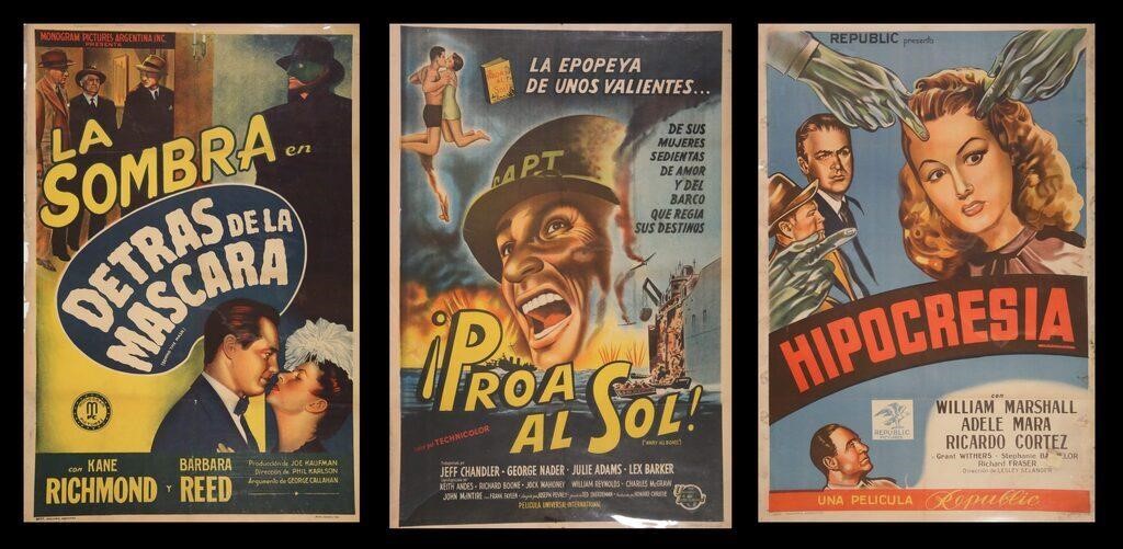3 VINTAGE 1940S 1950S MOVIE POSTERS