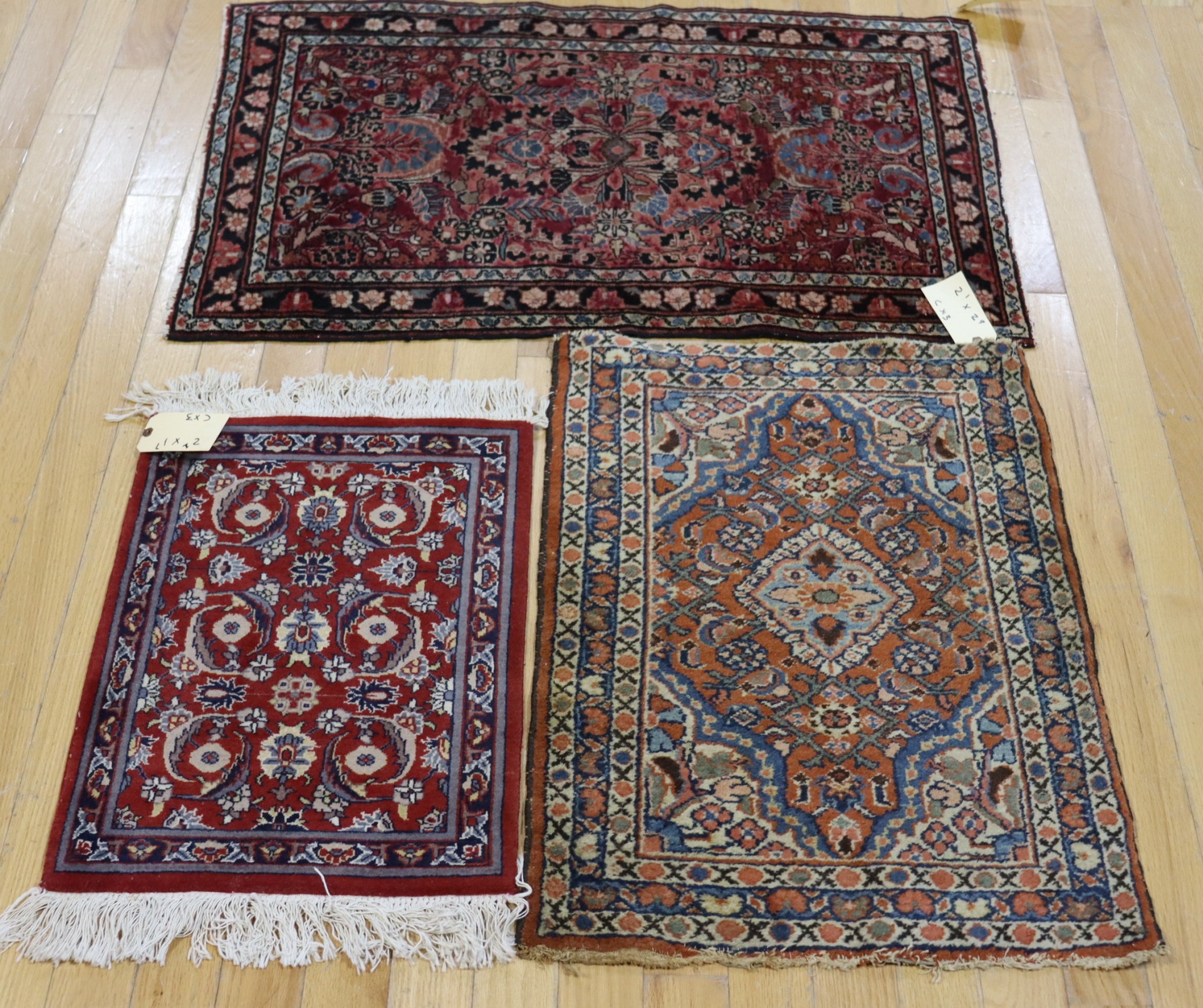 3 VINTAGE AND FINELY HAND WOVEN