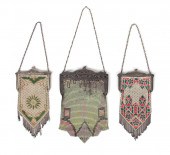 3 VINTAGE ART DECO ENAMEL MESH