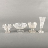 3 VINTAGE CLEAR GLASS PEDESTAL