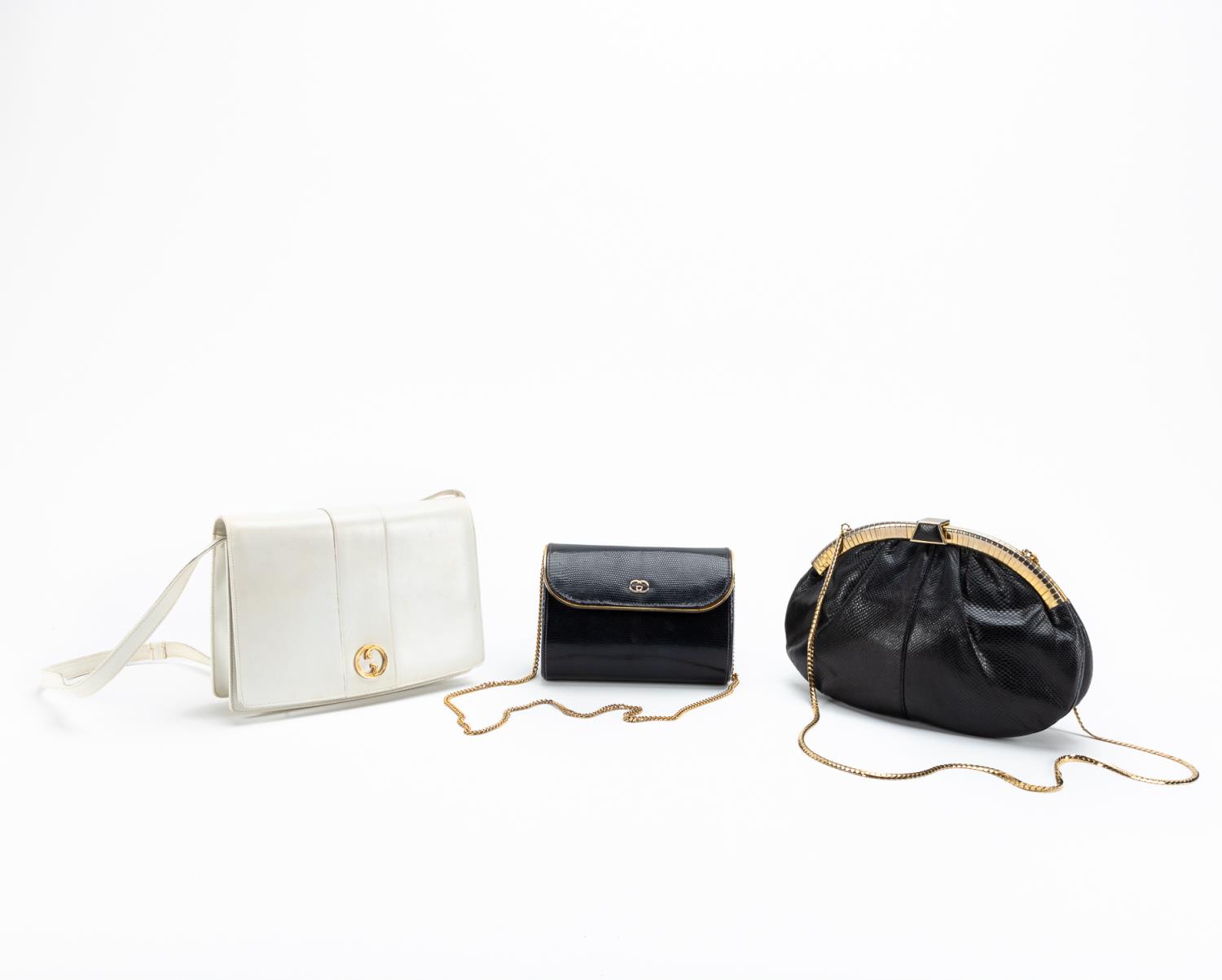 3 VINTAGE CLUTCH BAGS, 2 GUCCI, 1