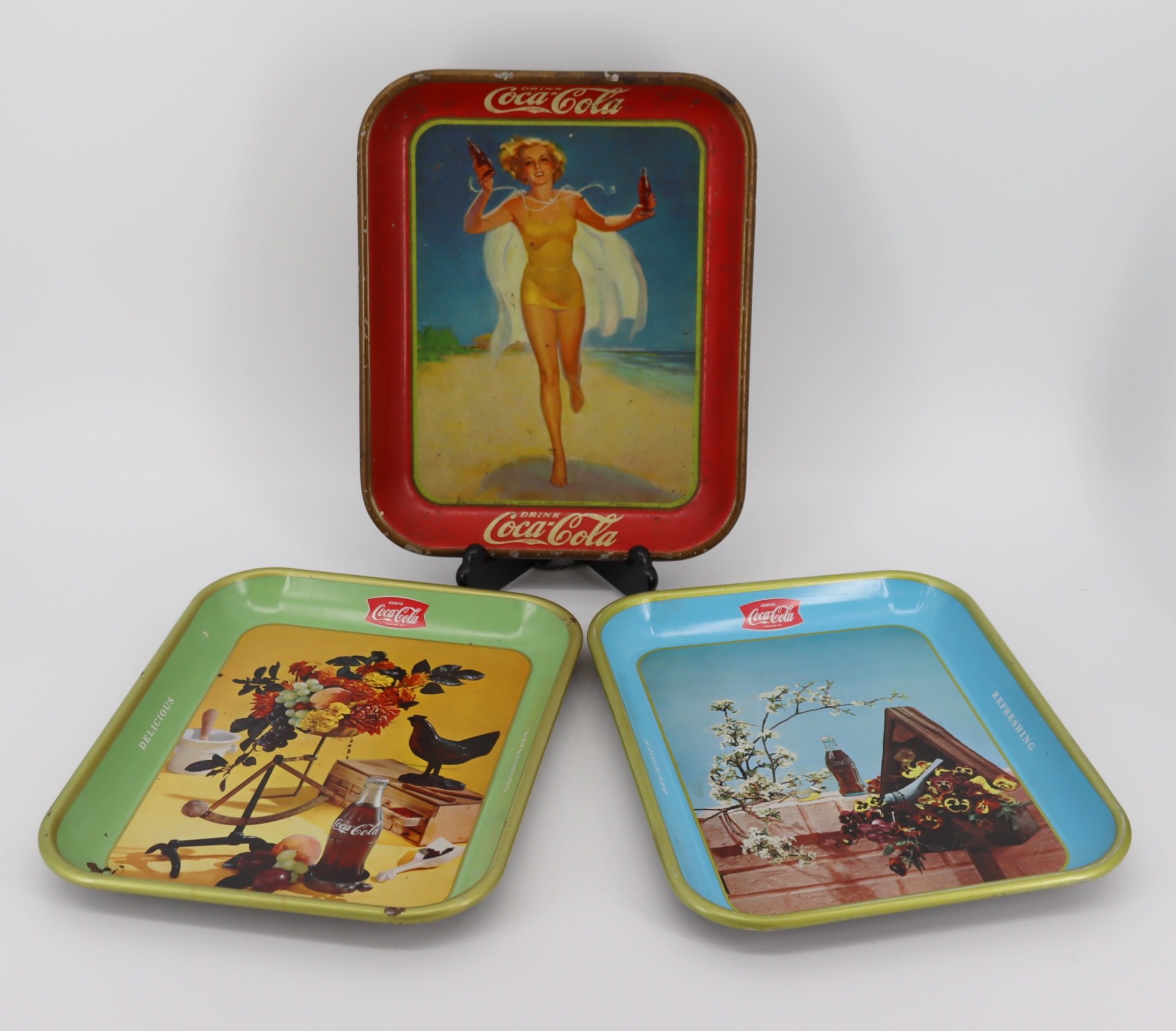 3 VINTAGE COCA COLA TRAYS From a