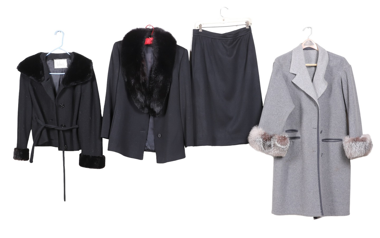 (3) Vintage fur trimmed coats and