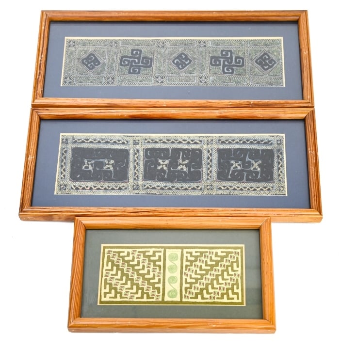 3 VINTAGE HMONG VIETNAM EMBROIDERED