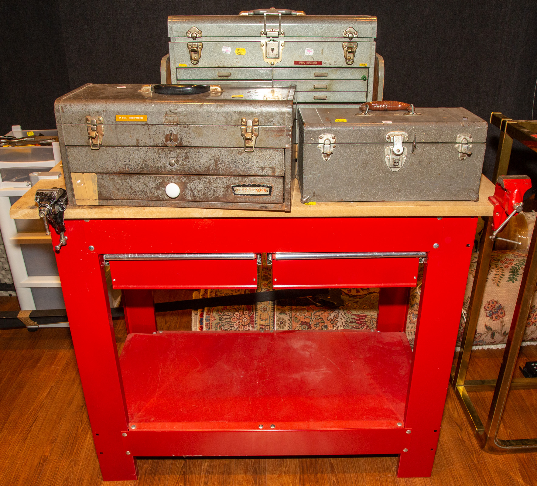 3 VINTAGE METAL TOOL BOXES W/