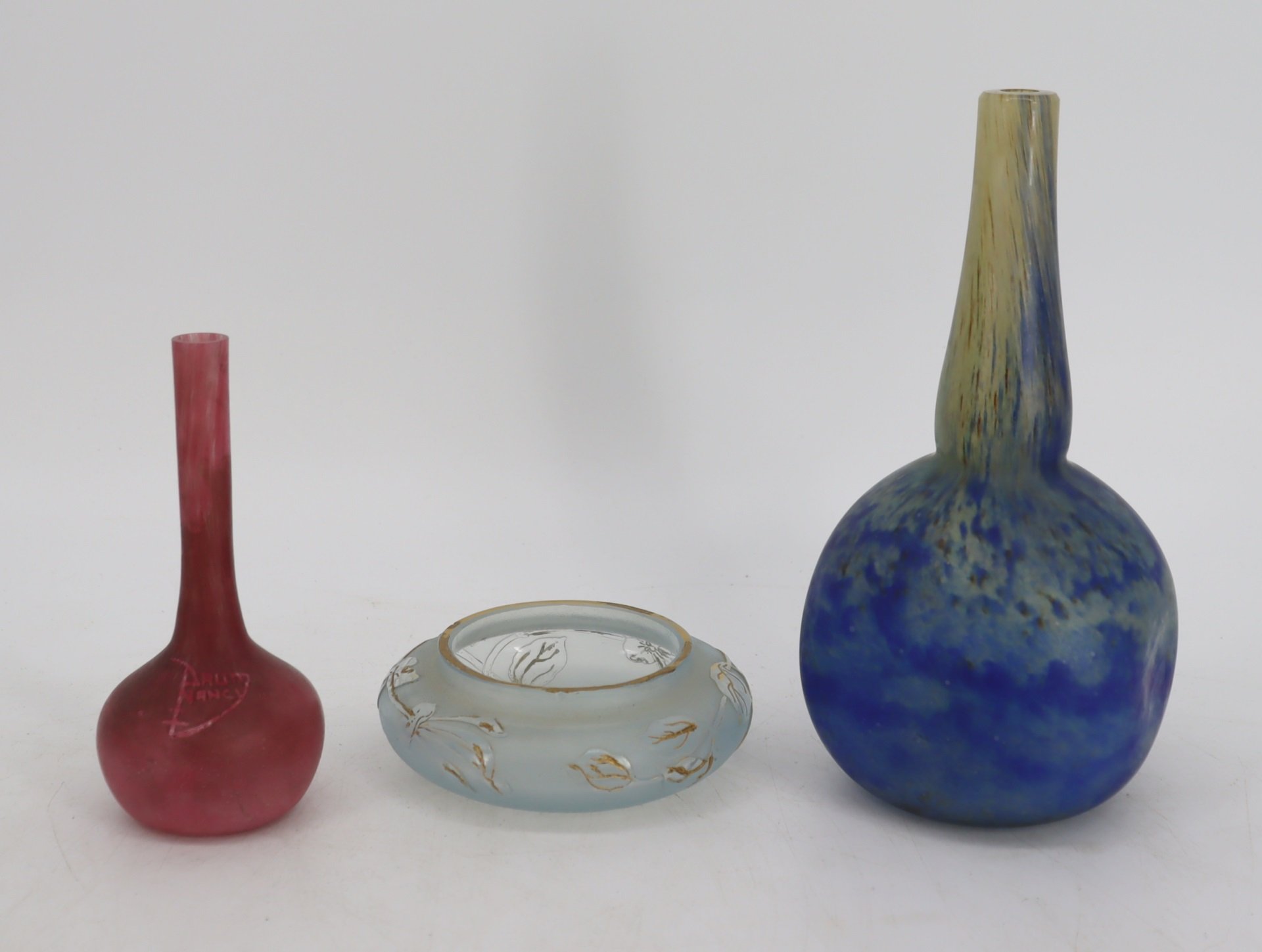 3 VINTAGE SIGNED DAUM NANCY GLASS