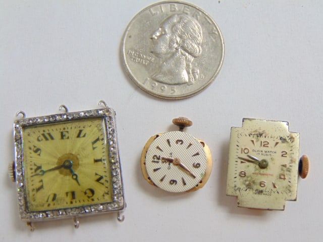 (3) VINTAGE WATCH FACES, PLATINUM