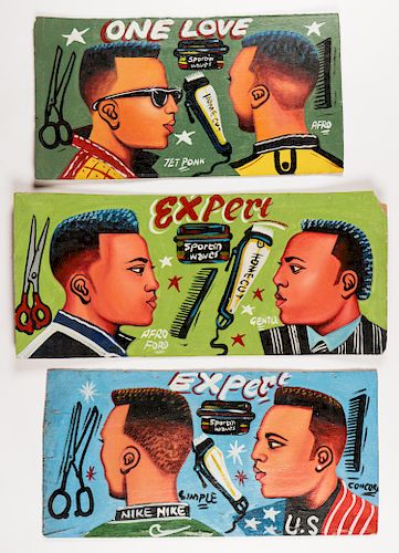 3 VINTAGE WEST AFRICAN BARBERSHOP /