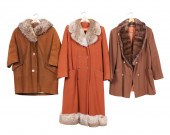 (3) Vintage wool fur collared