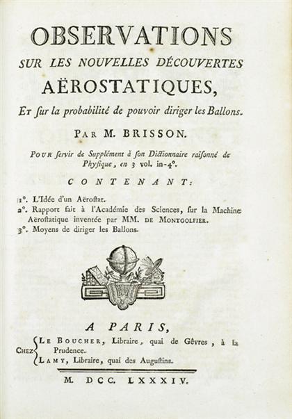 3 vols.  (Ballooning.) Brisson,