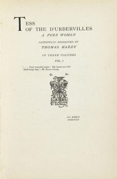 3 vols.  Hardy, Thomas. Tess o