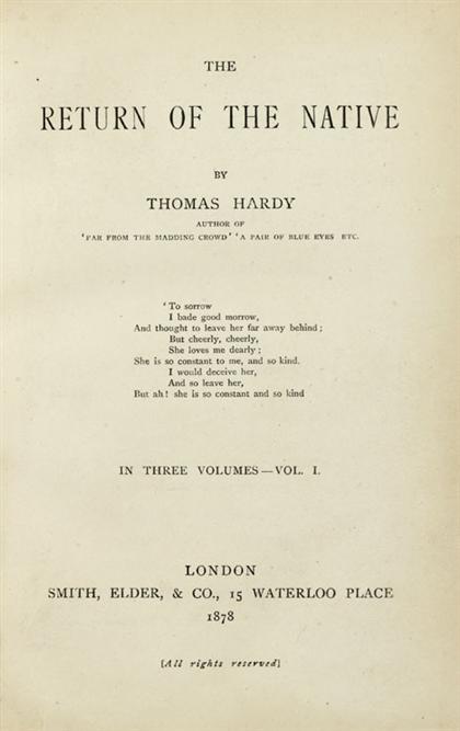 3 vols.  Hardy, Thomas. The
