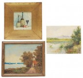 (3) WATERCOLOR & OIL PAINTINGS
