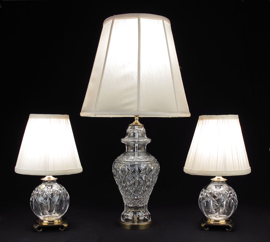 3 WATERFORD CRYSTAL LAMPS: Pair