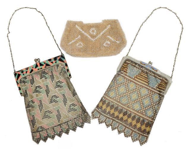 3) WHITING DAVIS ENAMELED MESH BAGS