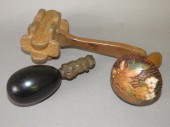 3 WOOD CRAFTED PIECESca. early