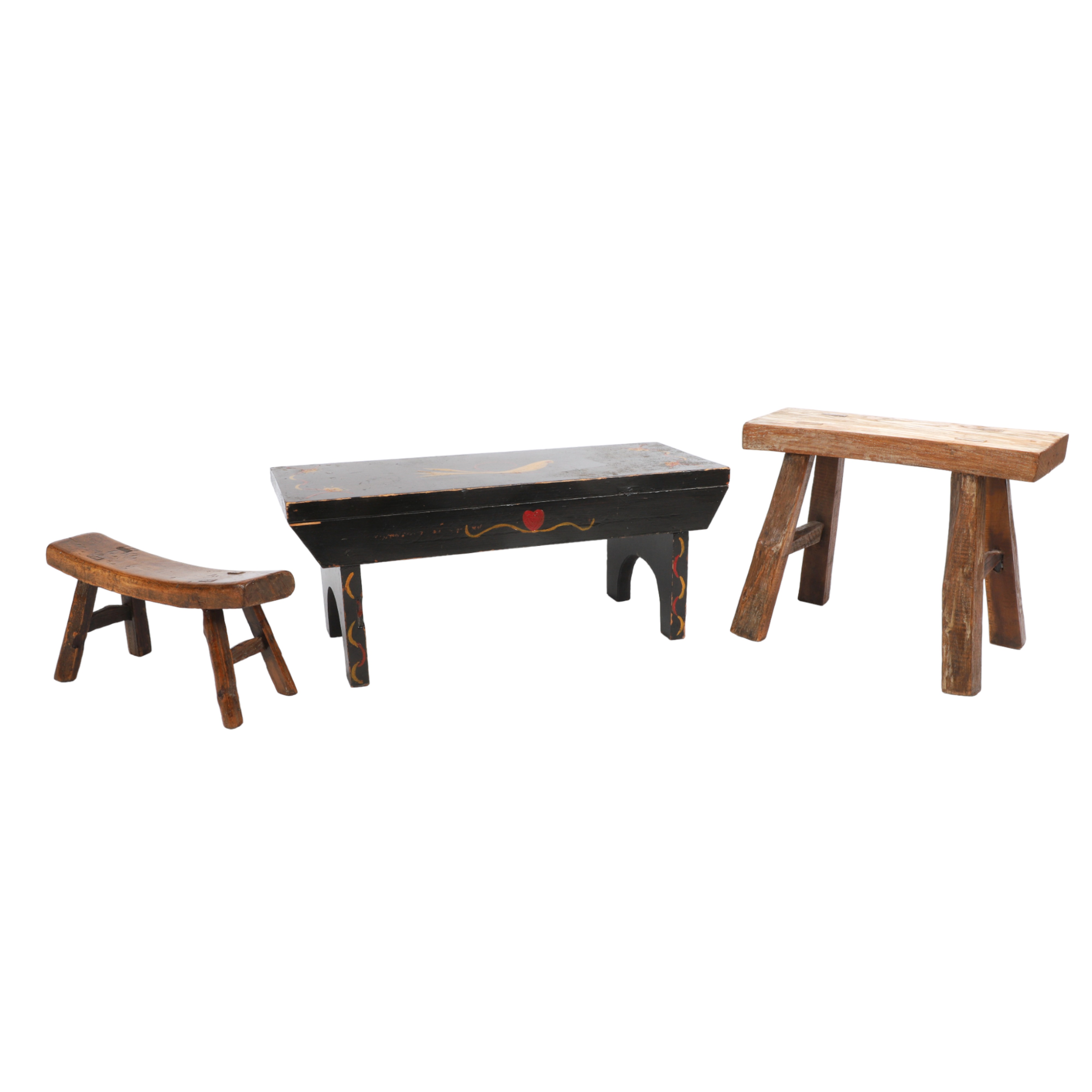 (3) Wood footstools, c/o black