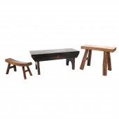 (3) Wood footstools, c/o black