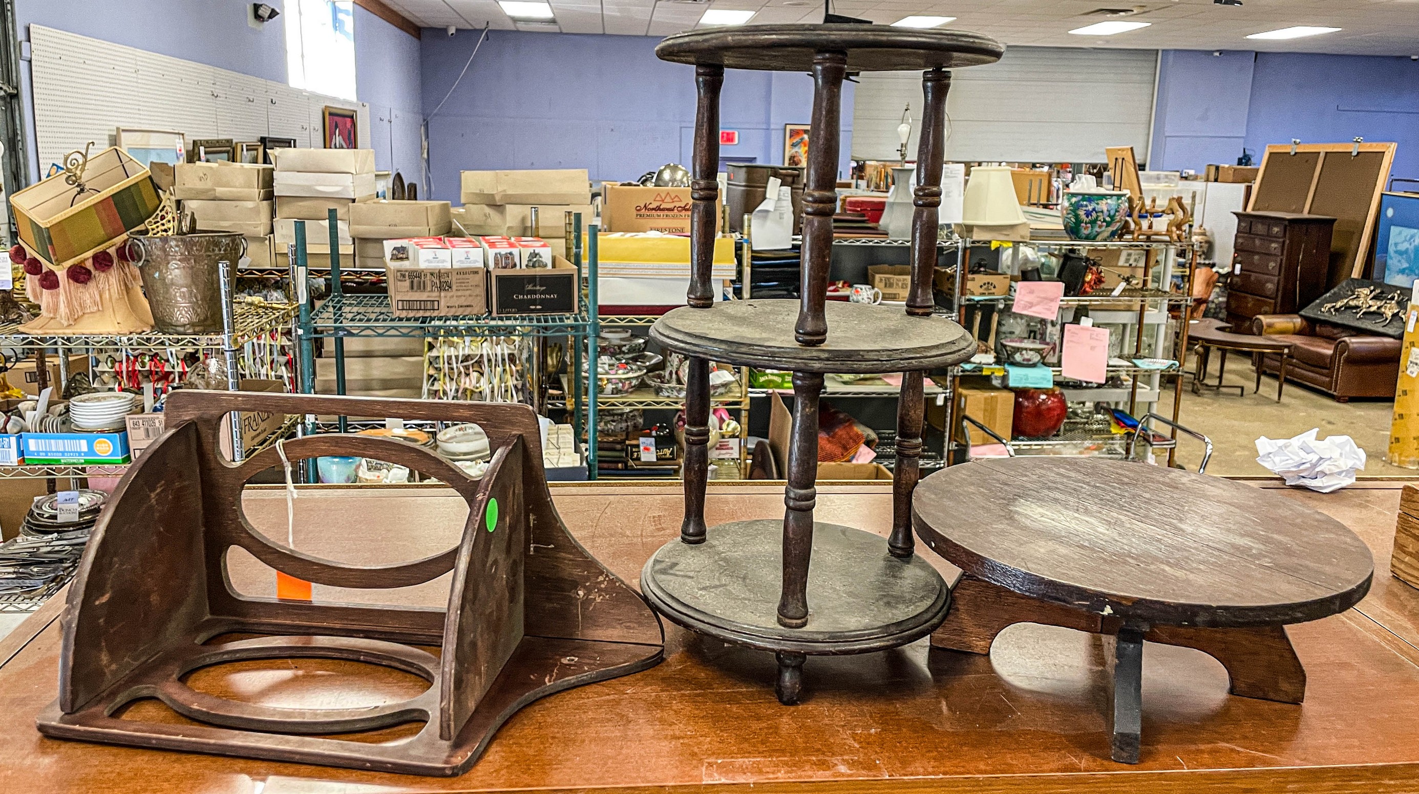 (3) Wood items, c/o 2-tier corner