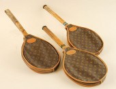 3 WOOD TENNIS RACKETS WITH LOU