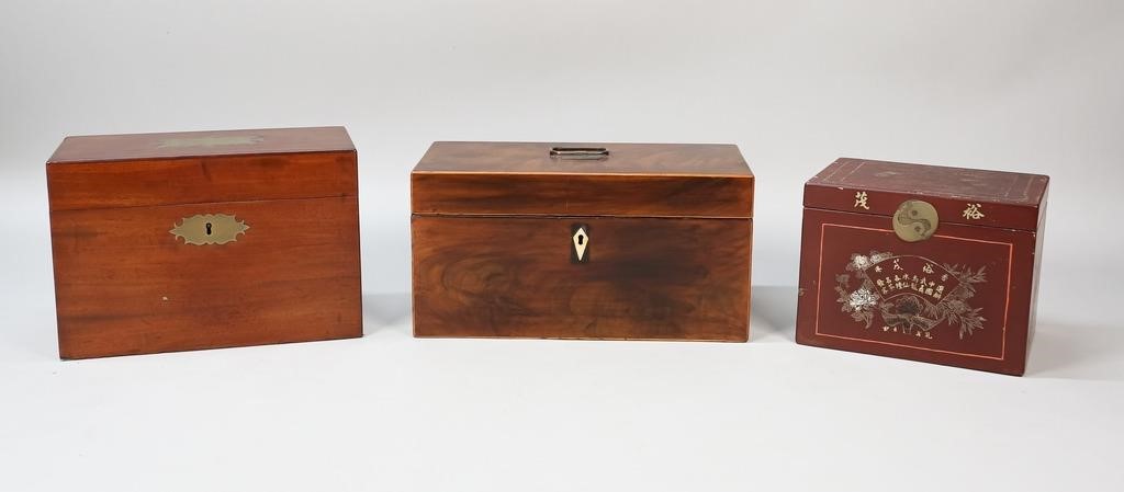 3 WOODEN TEA BOXES3 wooden tea