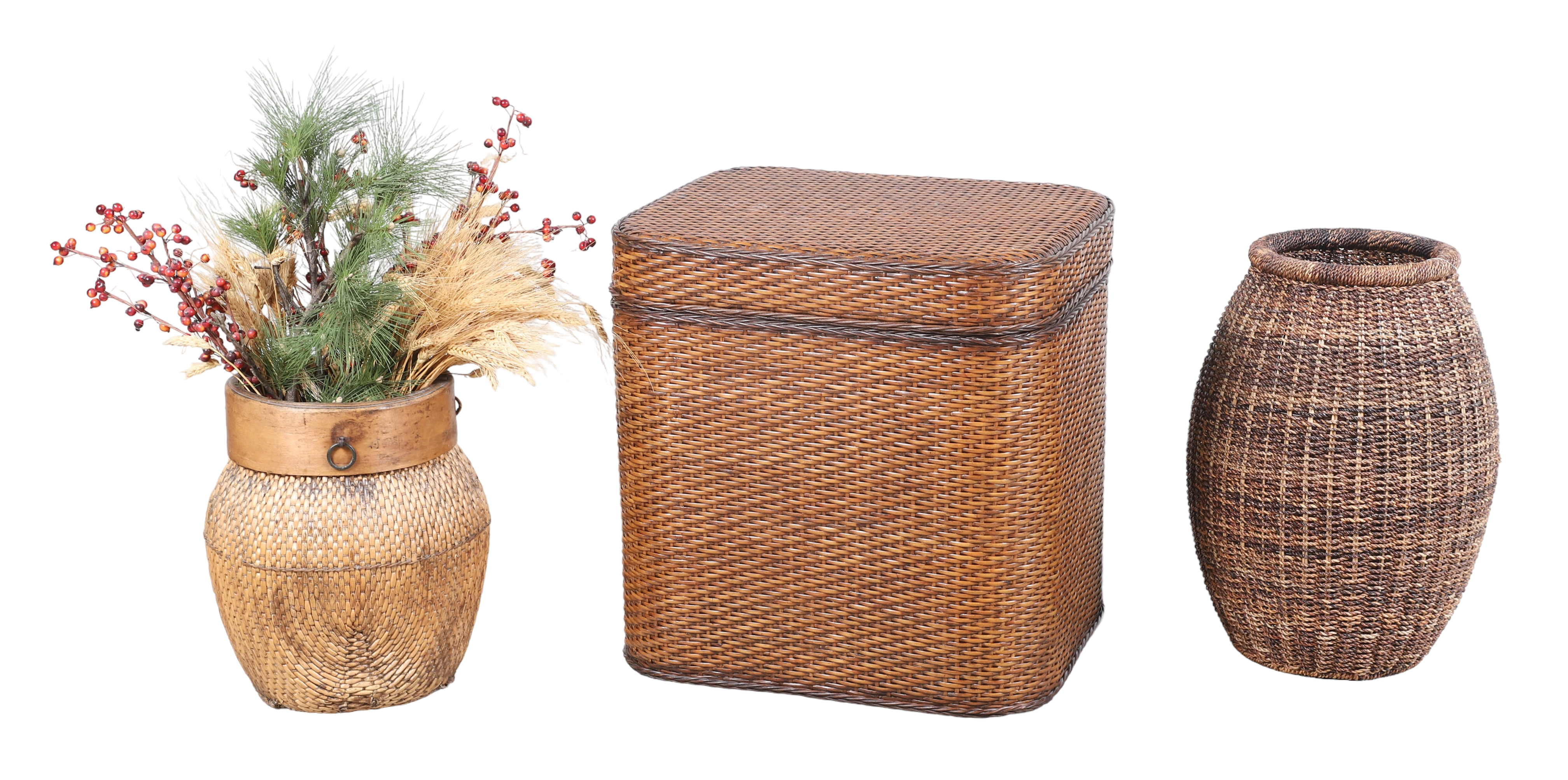 (3) Woven items, c/o wood lined