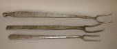 3 WROUGHT IRON FLESH FORKSca.