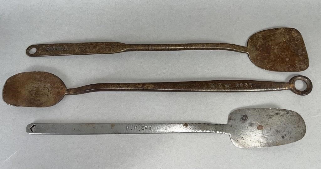 3 WROUGHT IRON SPATULAS CA.