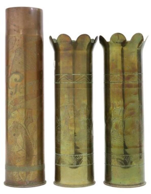 (3) WWI-ERA TRENCH ART ARTILLERY