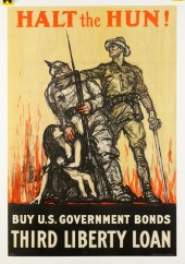 3 WWI Posters Halt the Hun Thi