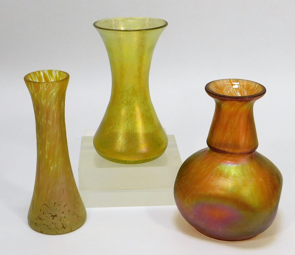 3 YELLOW AND ORANGE BOHEMIAN ART