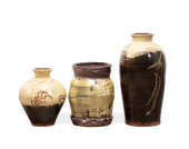 3 YELLOW, BROWN, & CREAM GLAZE